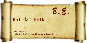 Balló Erik névjegykártya